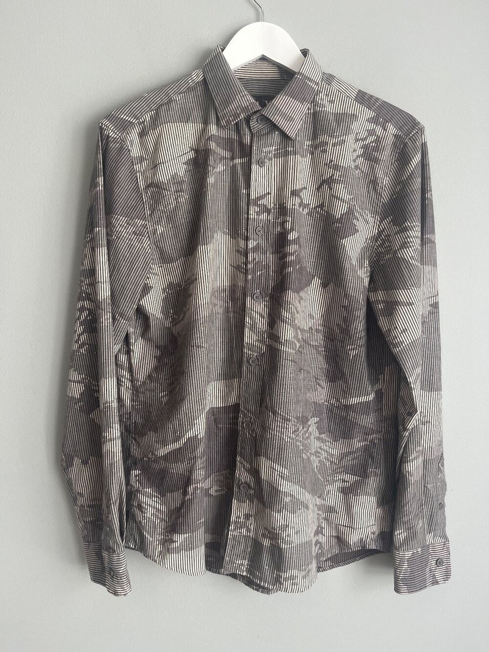 Armani Exchange Men's M Striped Abstract Print Button Down Shirt Modern Casual